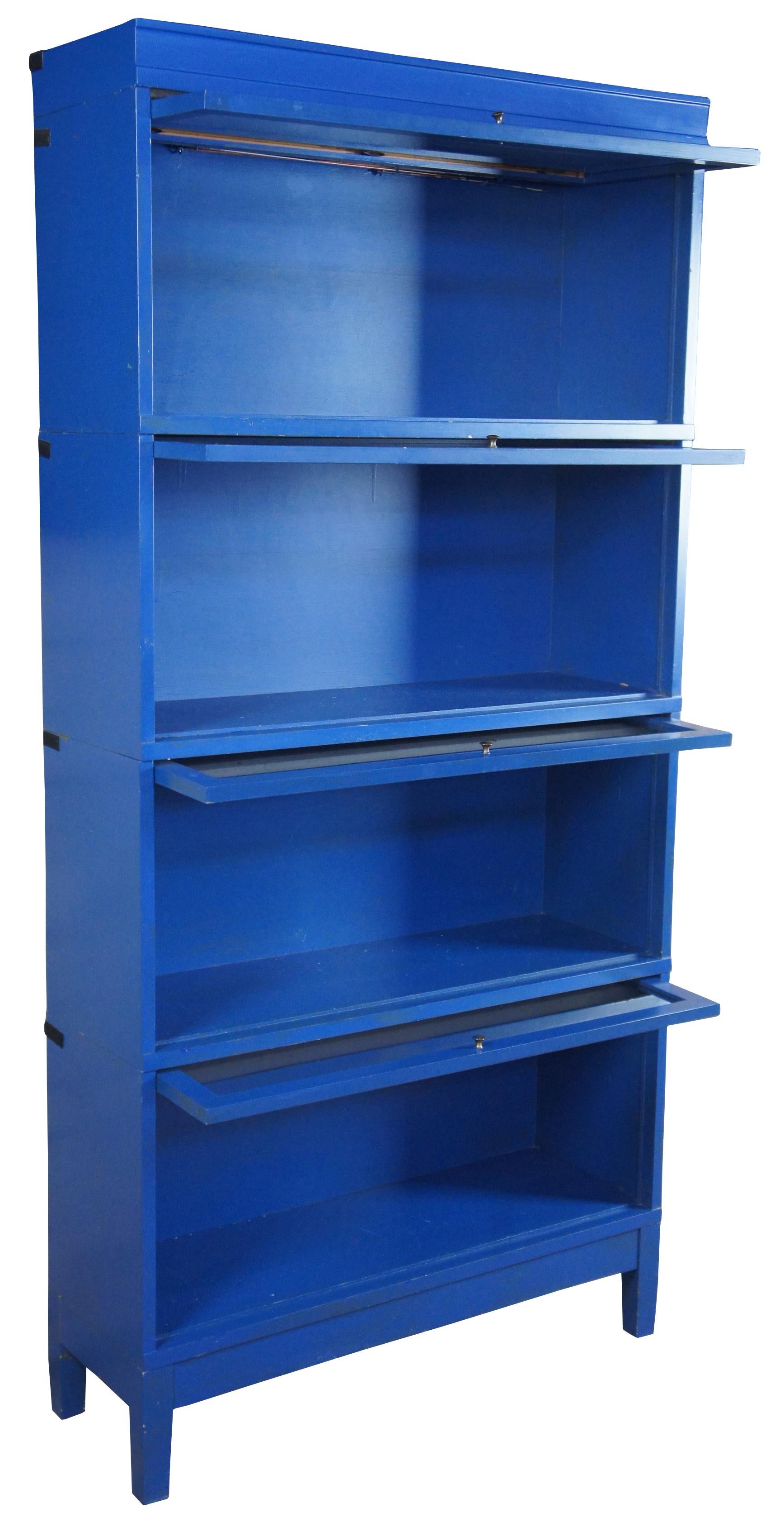blue library bookcase