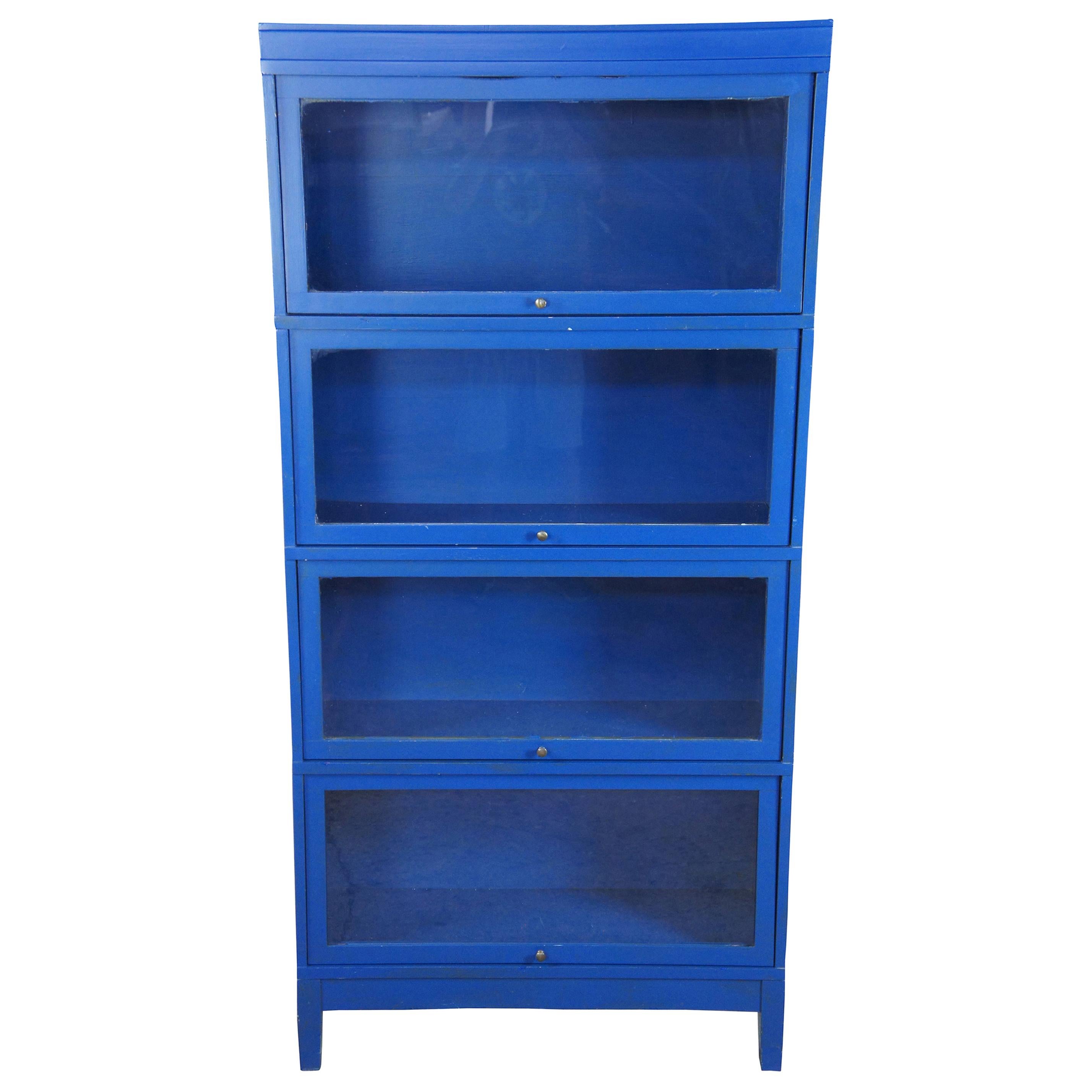 Vibrant Blue Modern Barrister Cabinet Library Bookcase Lawyer Display
