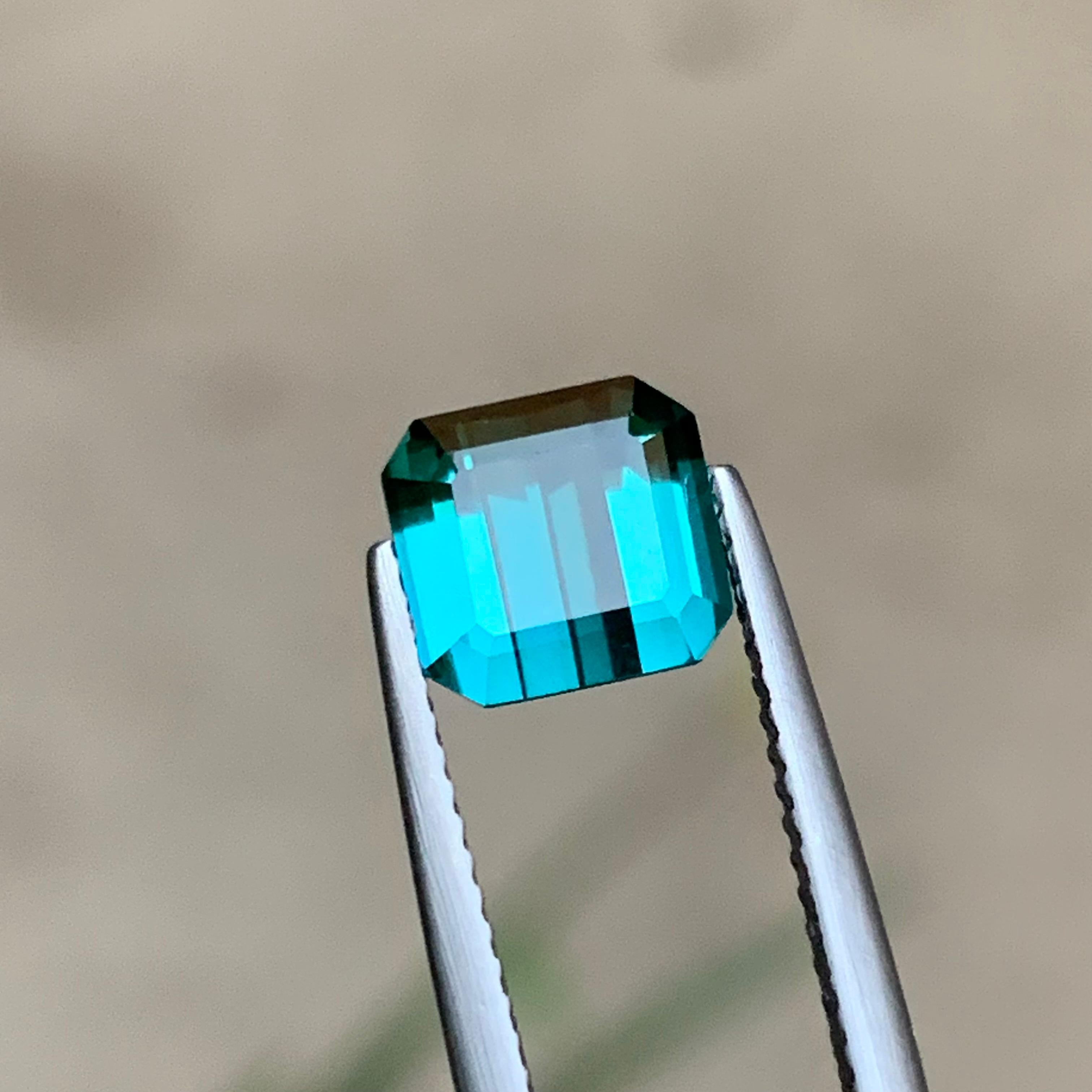 Vibrant Blue Natural Indicolite Tourmaline Ring Loose Gemstone 2.35Ct Emerald Cu For Sale 3