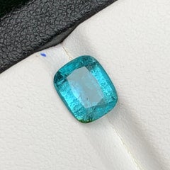Vibrant Blue Natural Tourmaline Ring Pendant Loose Gemstone 2.10 Ct Cushion Cut