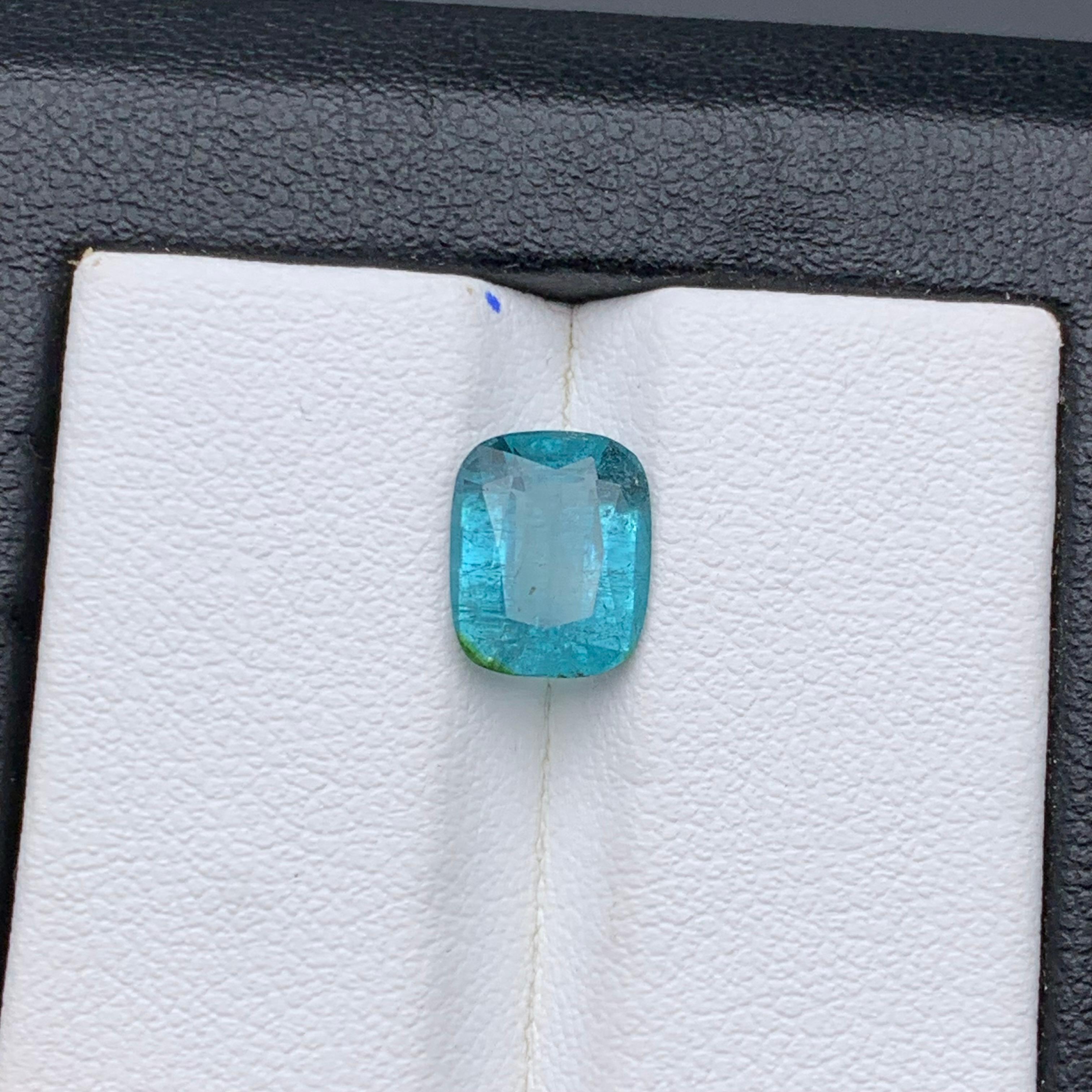 Bague pendentif tourmaline naturelle bleue vibrante, pierre précieuse non sertie 2.10 carats, taille coussin en vente 3