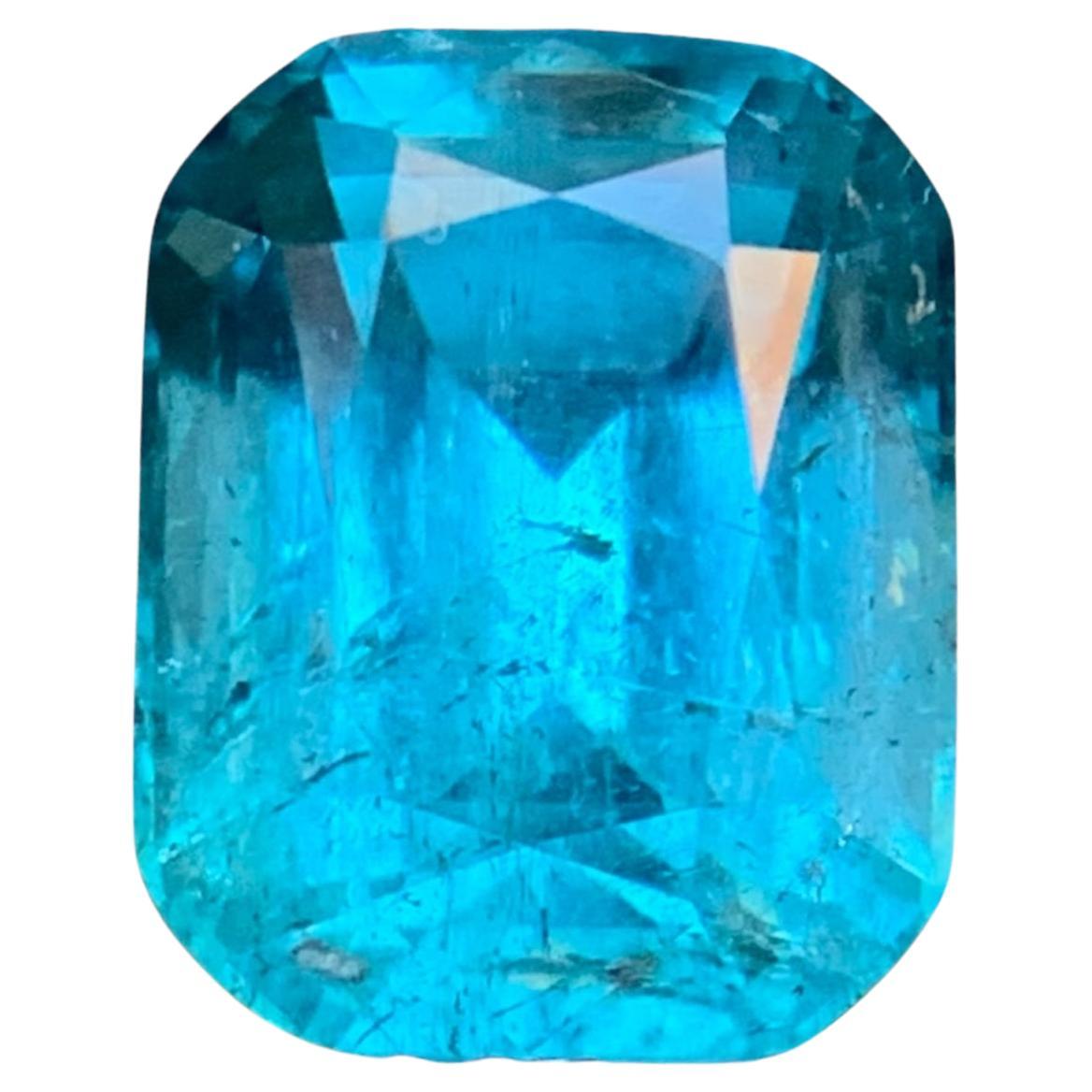 Colgante Anillo Turmalina Natural Azul Vibrante Gema Suelta 3.55 Ct Corte Cojín