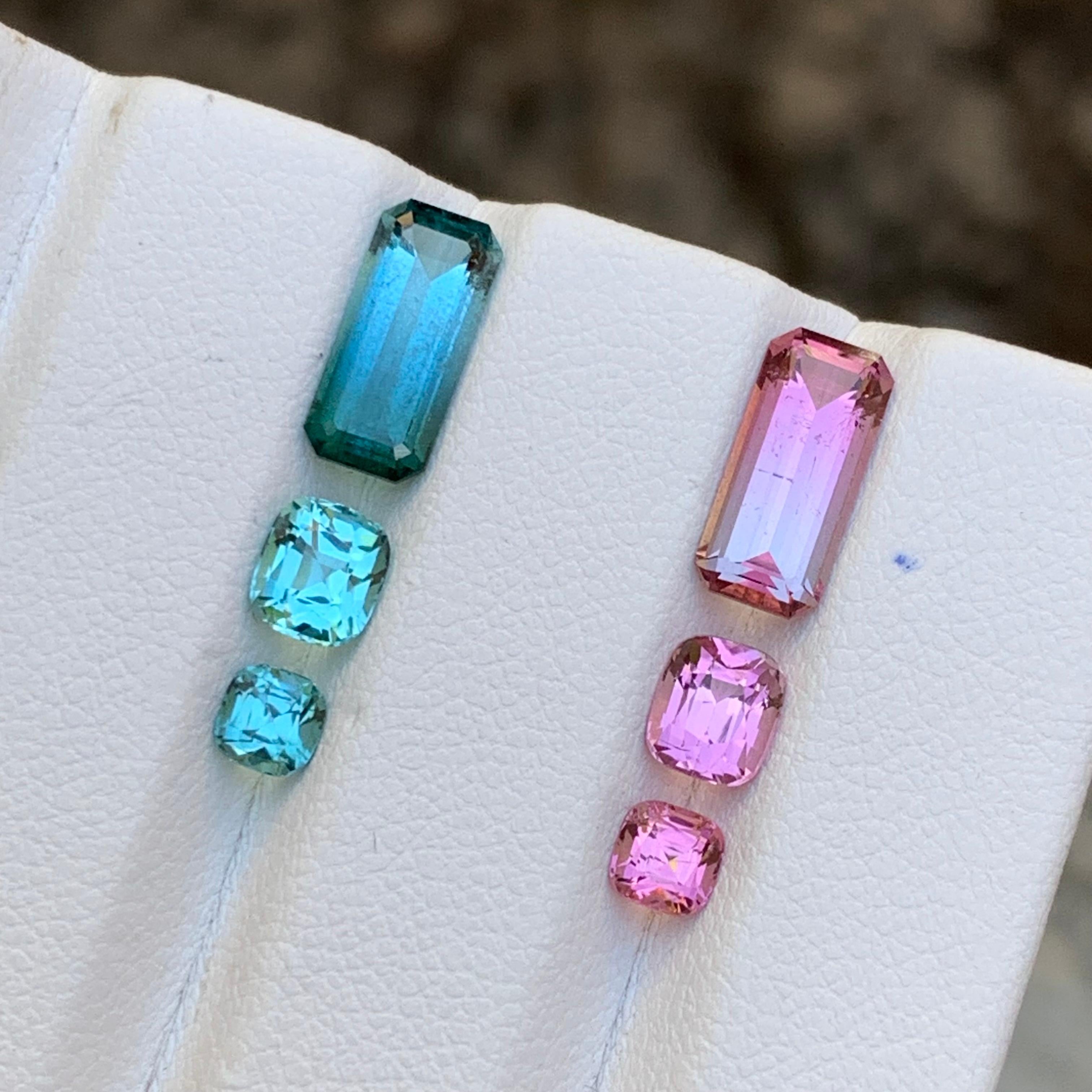 Gemme sciolte di tormalina naturale blu e rosa, coppia perfetta da 5,55 carati in vendita 4
