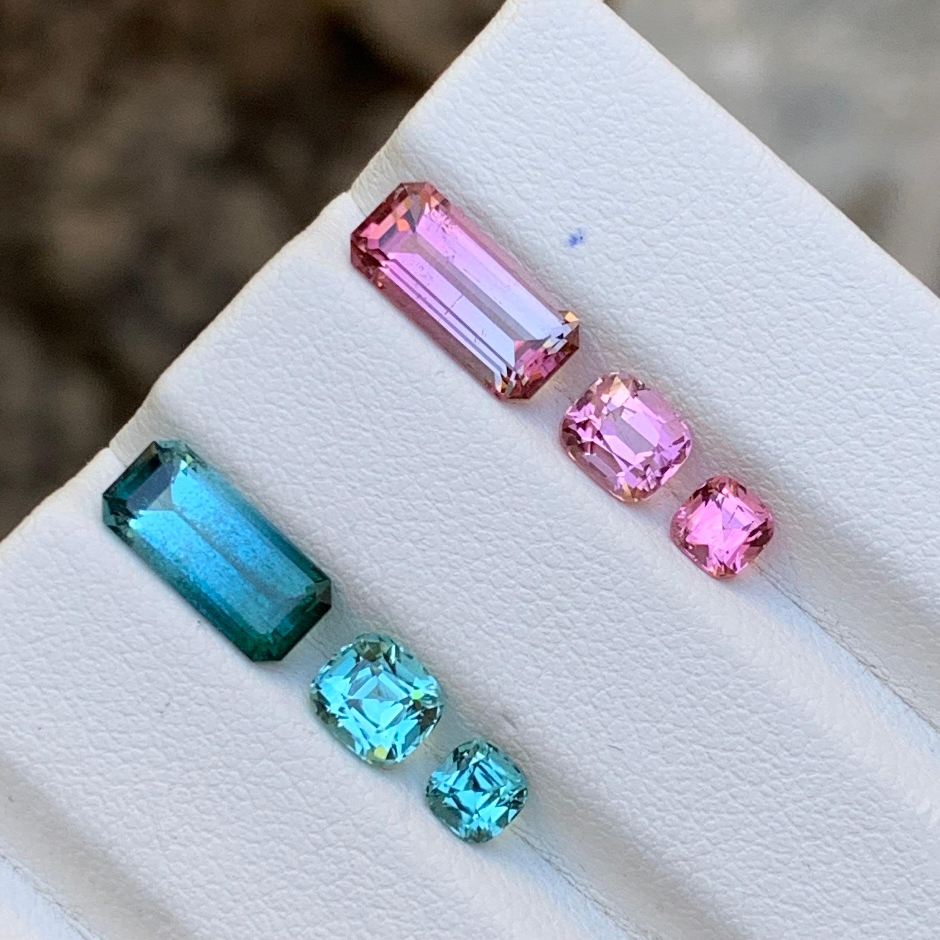 Gemme sciolte di tormalina naturale blu e rosa, coppia perfetta da 5,55 carati in vendita 5