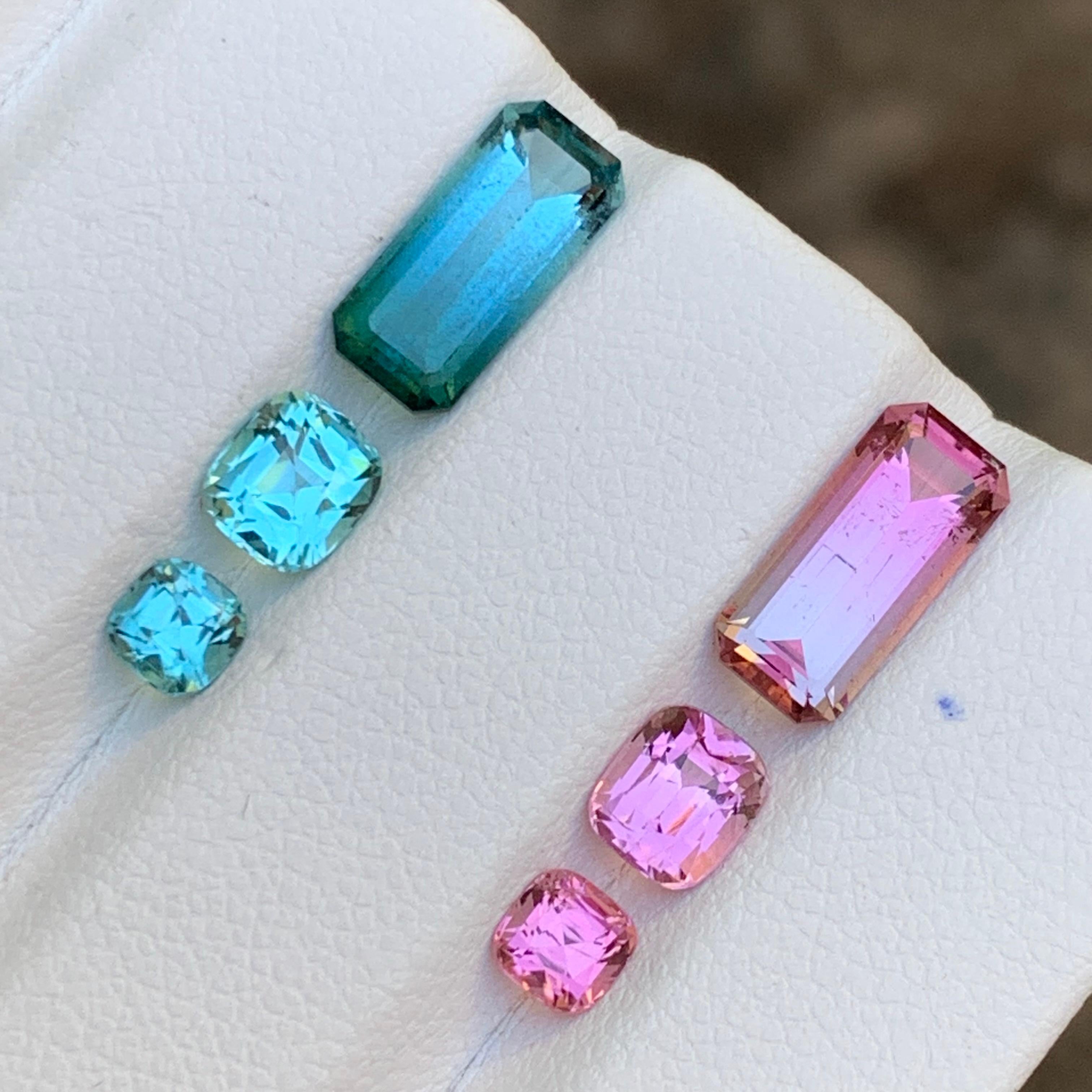 Gemme sciolte di tormalina naturale blu e rosa, coppia perfetta da 5,55 carati in vendita 6