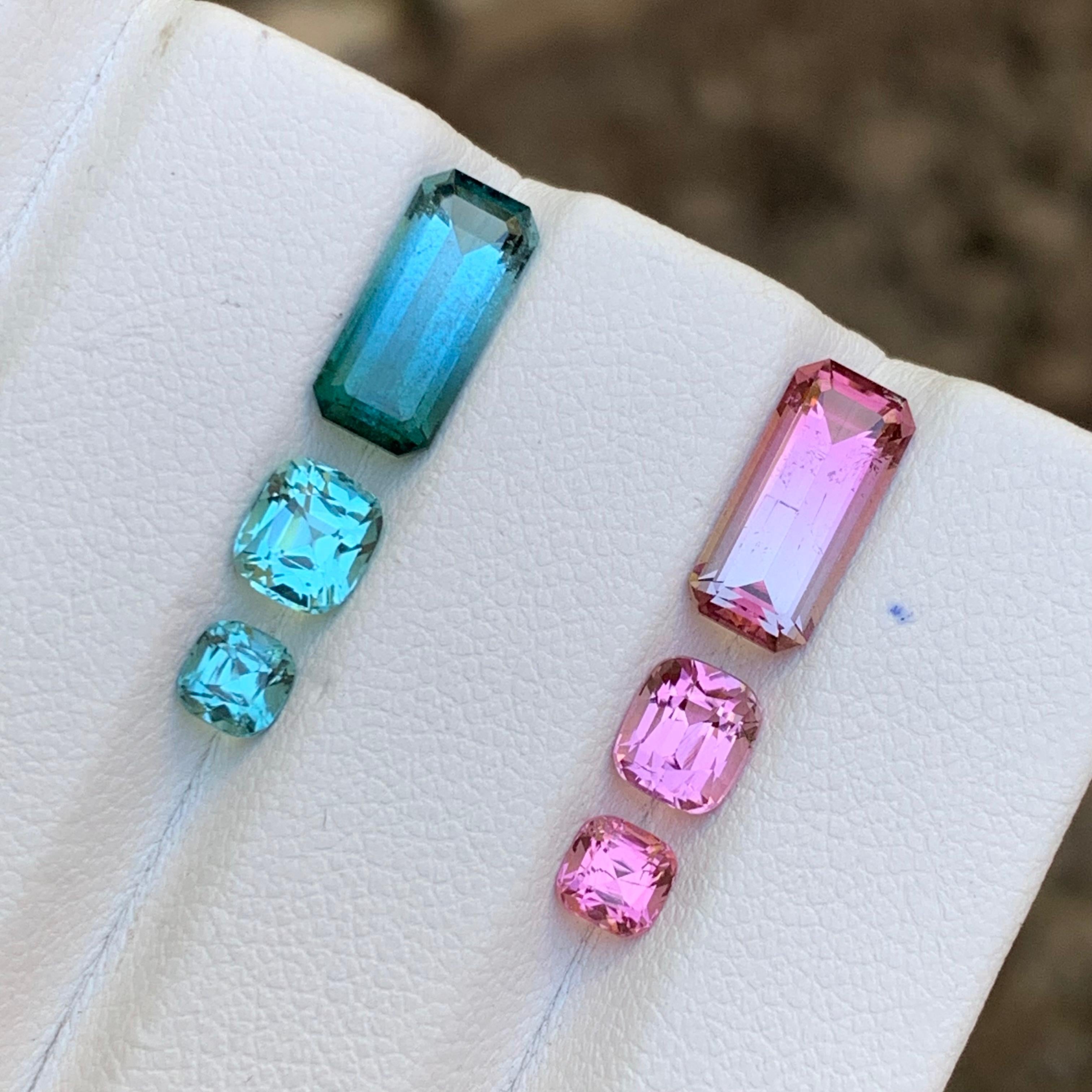 Gemme sciolte di tormalina naturale blu e rosa, coppia perfetta da 5,55 carati in vendita 7