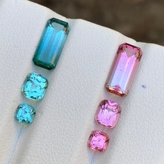 Gemme sciolte di tormalina naturale blu e rosa, coppia perfetta da 5,55 carati