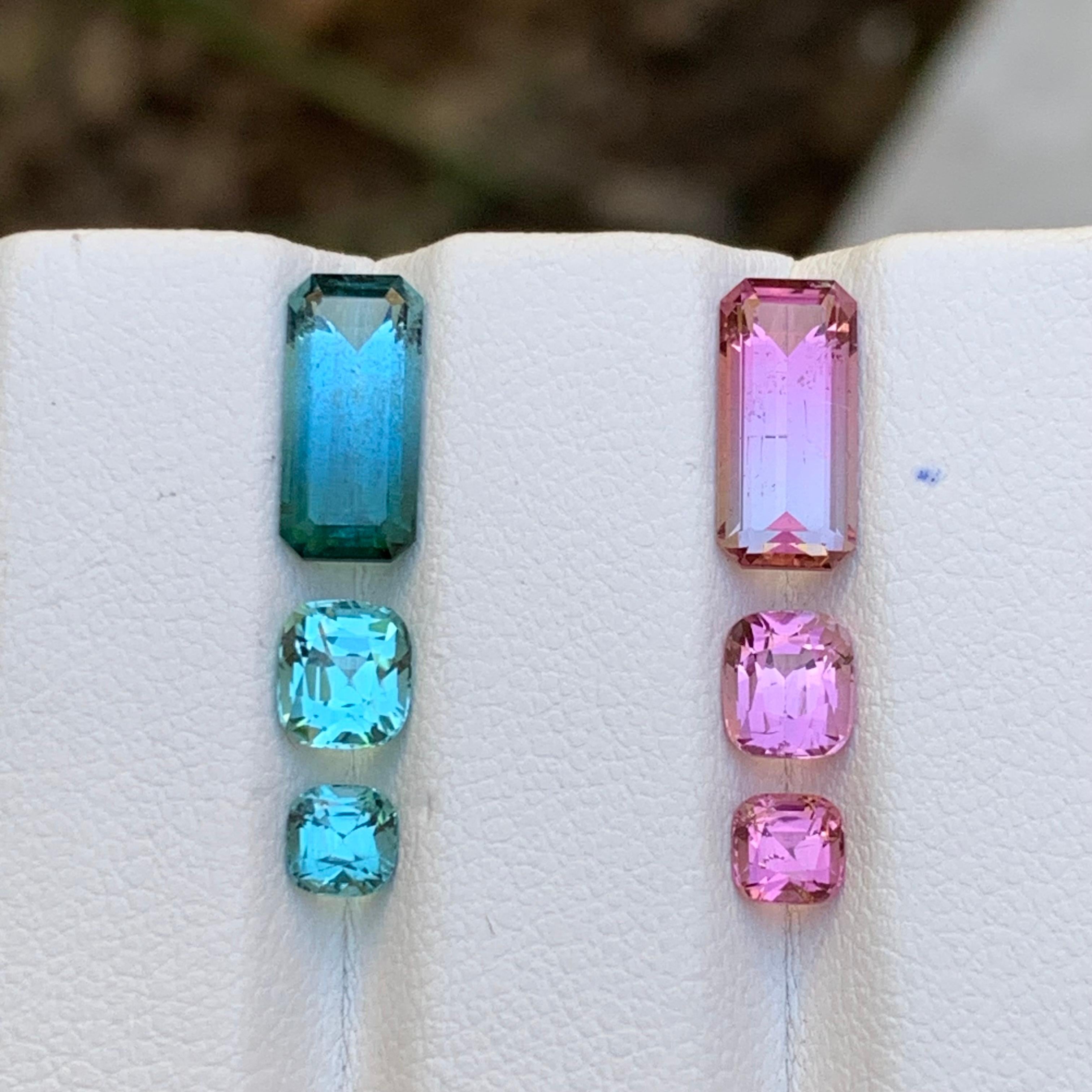 Contemporaneo Gemme sciolte di tormalina naturale blu e rosa, coppia perfetta da 5,55 carati in vendita