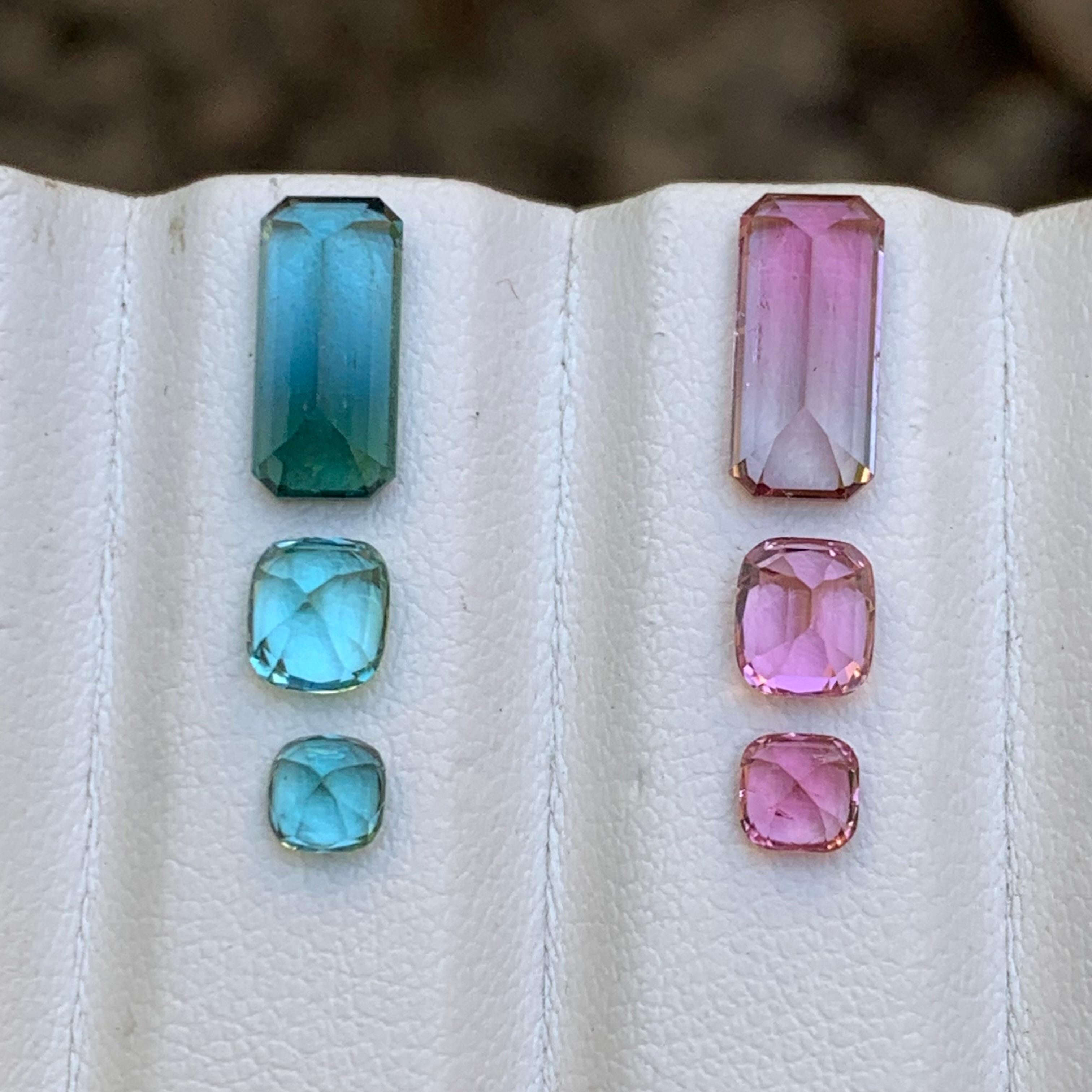 Gemme sciolte di tormalina naturale blu e rosa, coppia perfetta da 5,55 carati in vendita 2