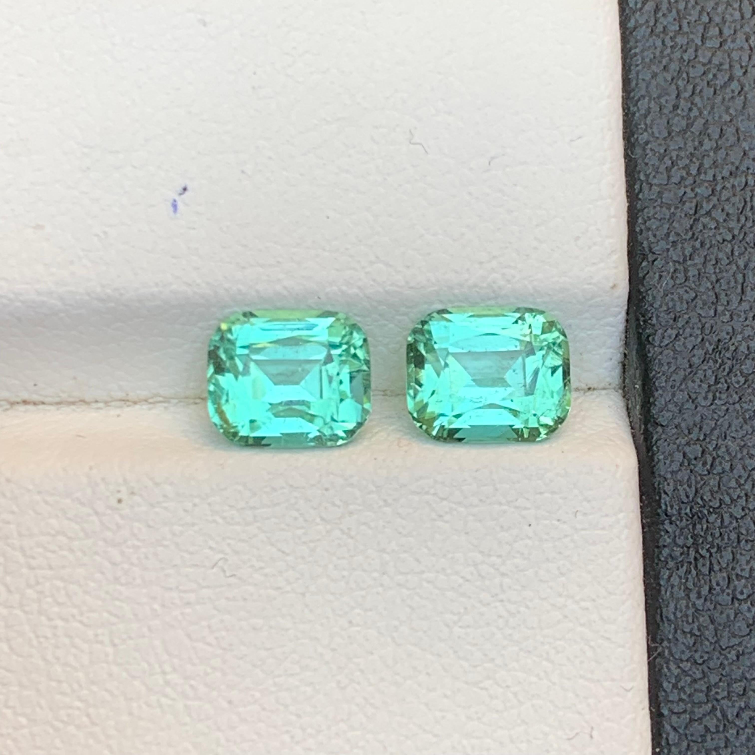 Lebendiger bläulich grüner Turmalin 2.81 Ct Cushion-Schliff Natürlicher loser Edelstein-Paar im Angebot 6
