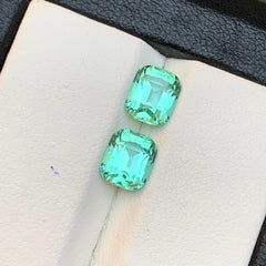 Lebendiger bläulich grüner Turmalin 2.81 Ct Cushion-Schliff Natürlicher loser Edelstein-Paar