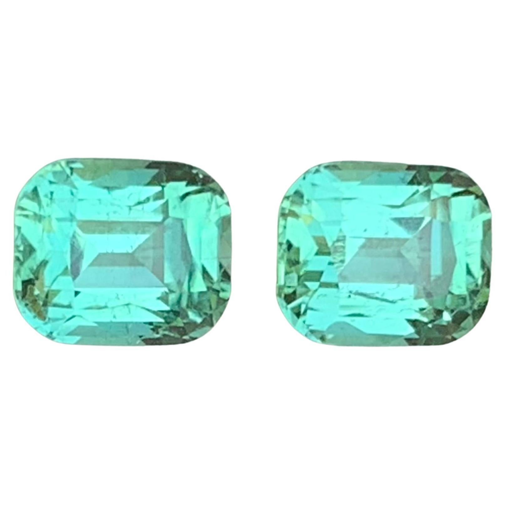 Vibrante tormalina verde bluastra da 2,81 carati con taglio a cuscino, pietra naturale sfusa, coppia di gemme