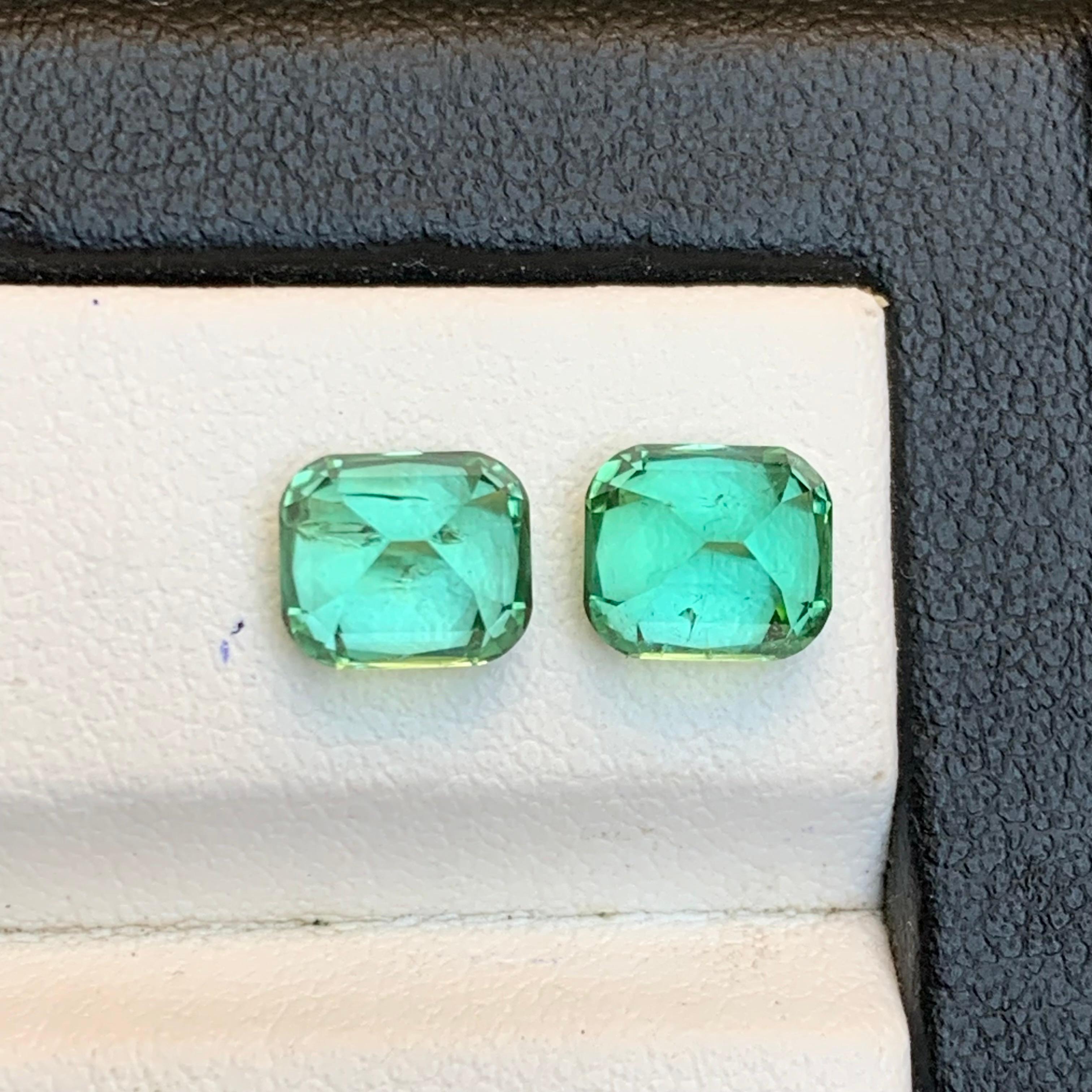 Vibrante tormalina verde bluastra da 3.40 carati con taglio a cuscino, pietra naturale sfusa, coppia di gemme in vendita 5