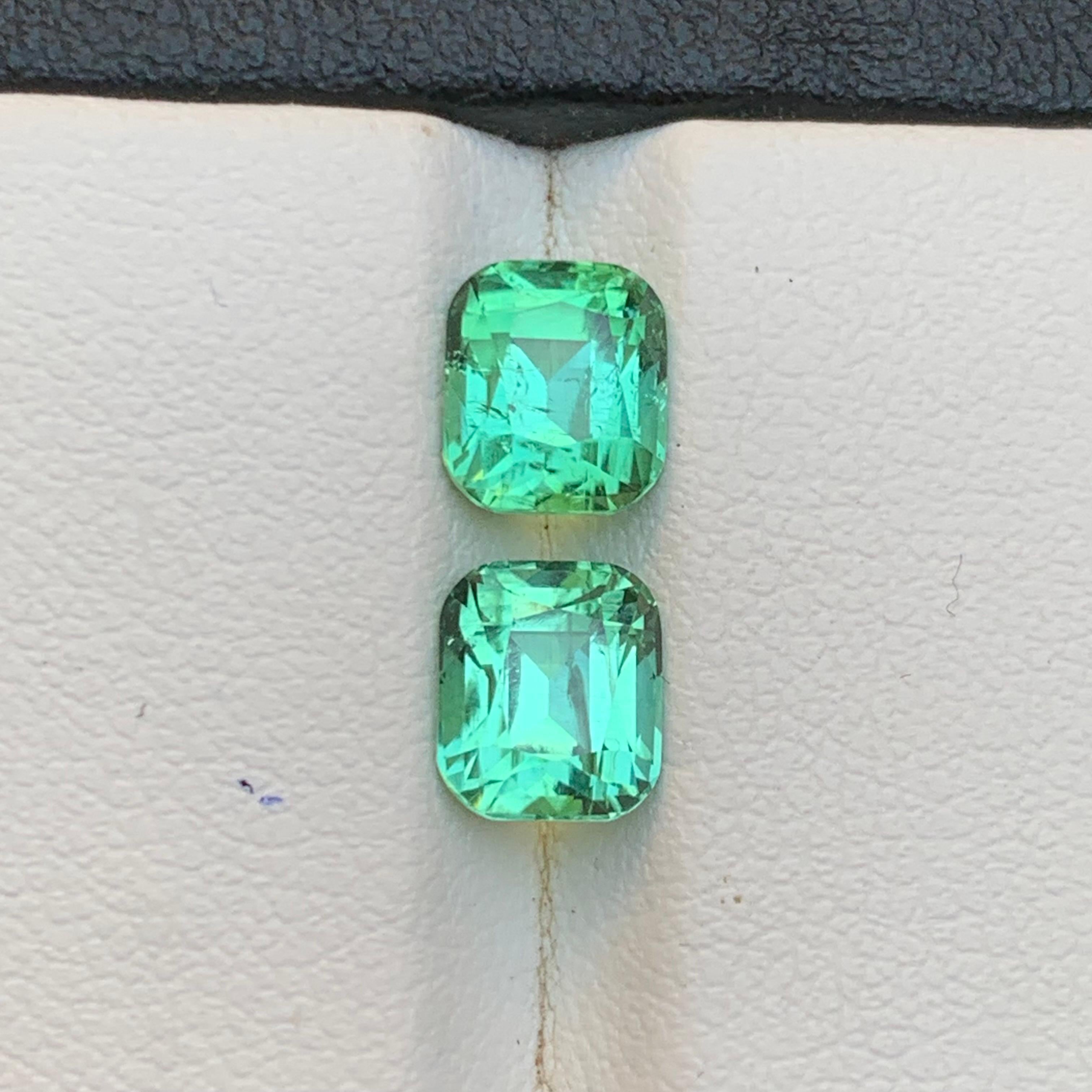 Vibrante tormalina verde bluastra da 3.40 carati con taglio a cuscino, pietra naturale sfusa, coppia di gemme in vendita 6