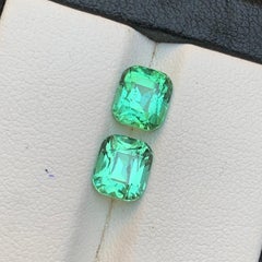 Vibrante tormalina verde bluastra da 3.40 carati con taglio a cuscino, pietra naturale sfusa, coppia di gemme
