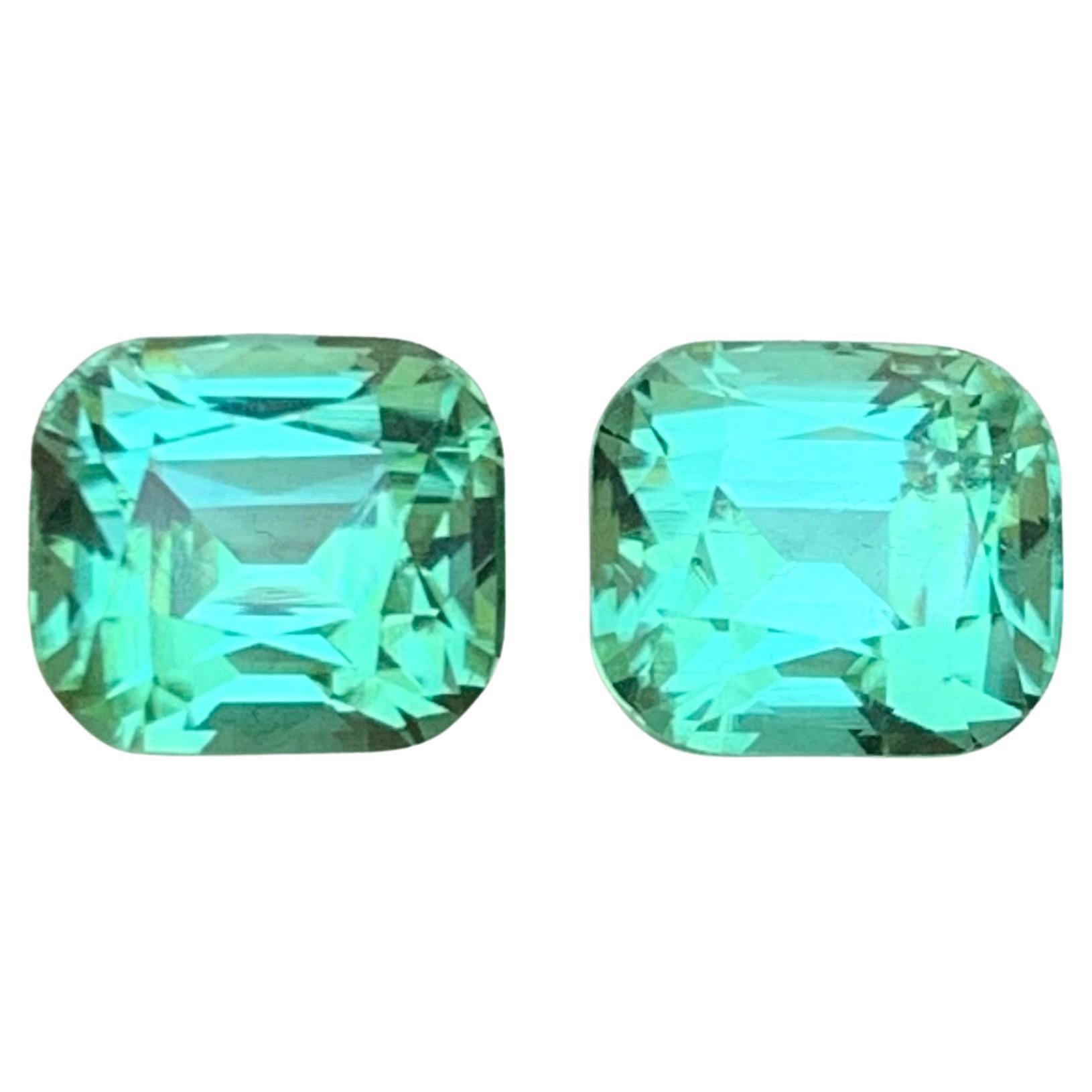 Vibrante tormalina verde bluastra da 3.47 carati con taglio a cuscino, pietra naturale sfusa, coppia di gemme