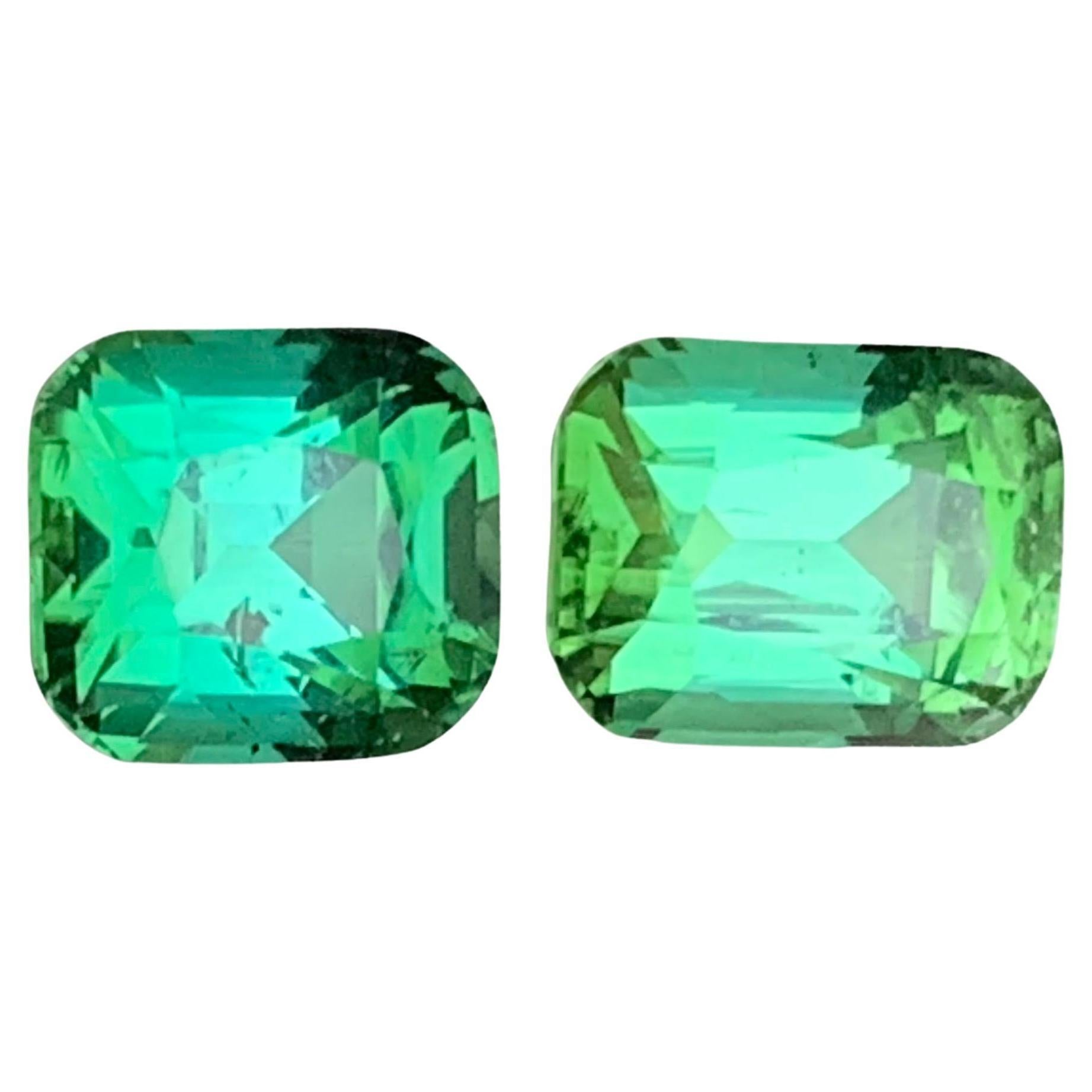Vibrant Bluish Green Tourmaline 4.70 Carat Cushion Cut Natural Loose Gemstones