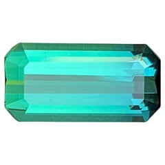 Vibrant Bluish Hue Green Tourmaline 4.13 Ct Emerald Cut Natural Loose Gemstone