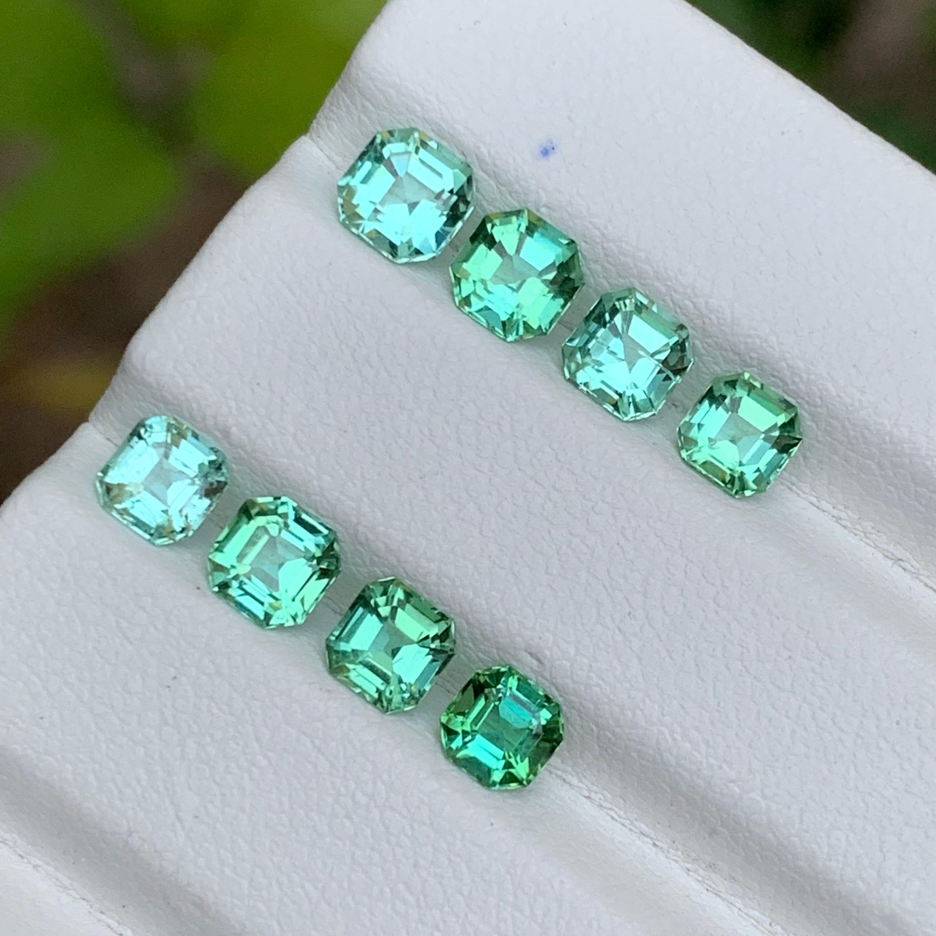 Octagon Cut Vibrant Bluish & Mint Green Natural Tourmaline Loose Gemstone Sets 4.50 Ct-Jewel For Sale