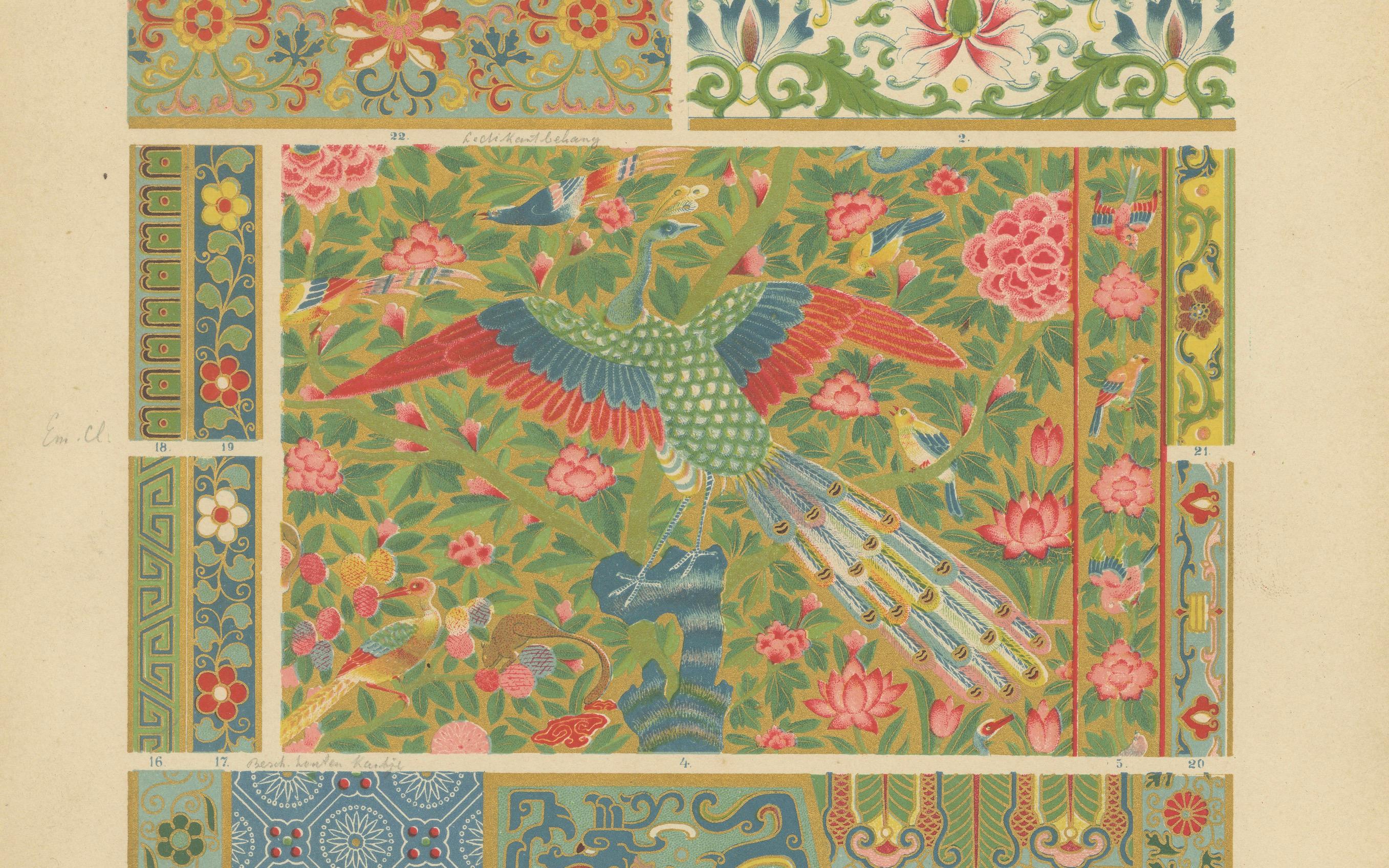 Vibrant Chinese Patterns from Dolmetsch's 1887 Ornamental Treasury For Sale 1