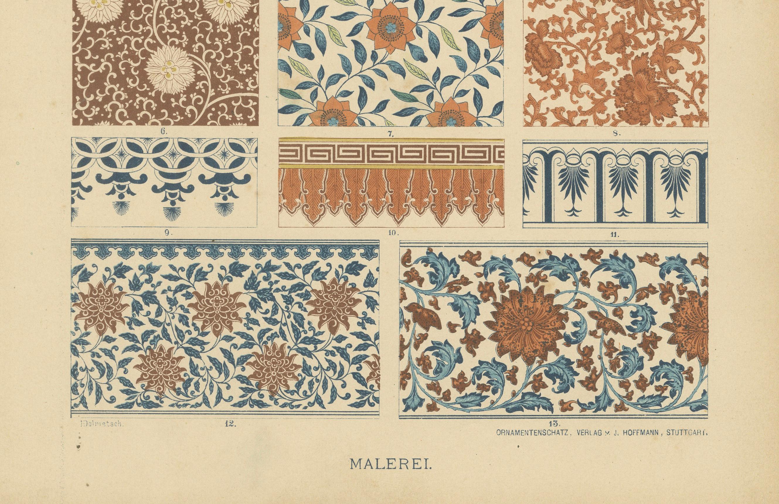 Vibrant Chinese Patterns from Dolmetsch's 1887 Ornamental Treasury For Sale 2