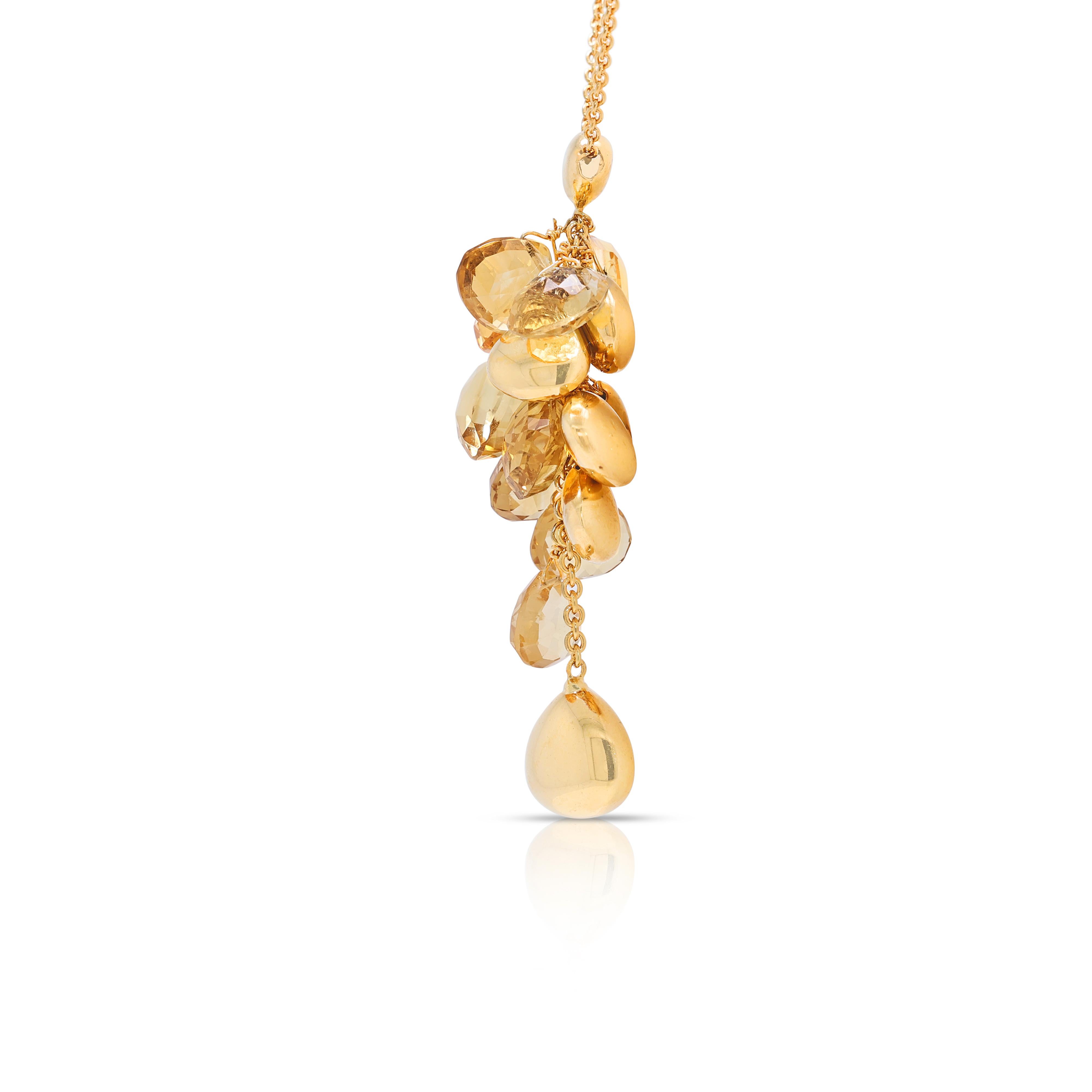 Vibrant Citrine Necklace in 18K Yellow Gold In Excellent Condition For Sale In רמת גן, IL