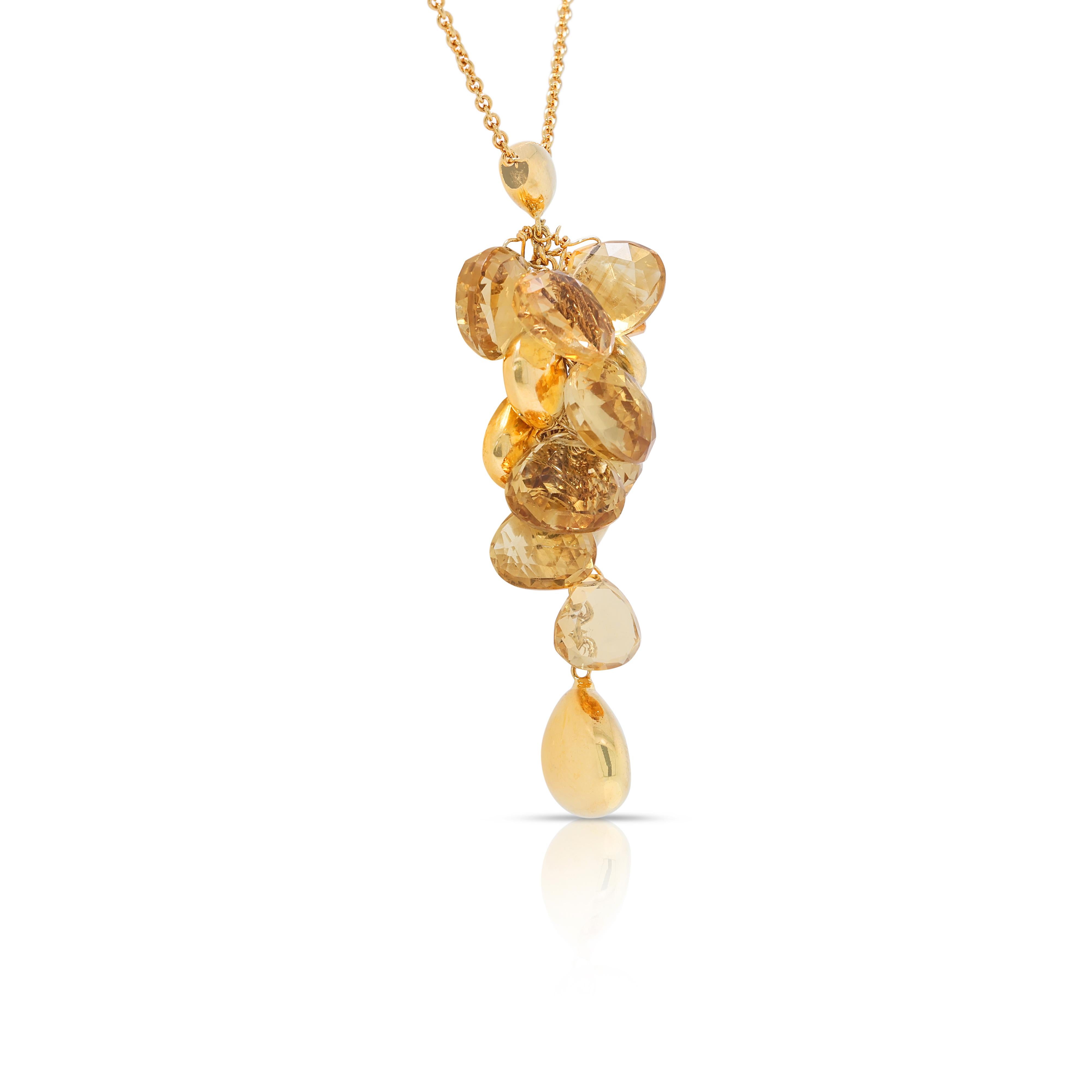 Women's Vibrant Citrine Necklace in 18K Yellow Gold For Sale