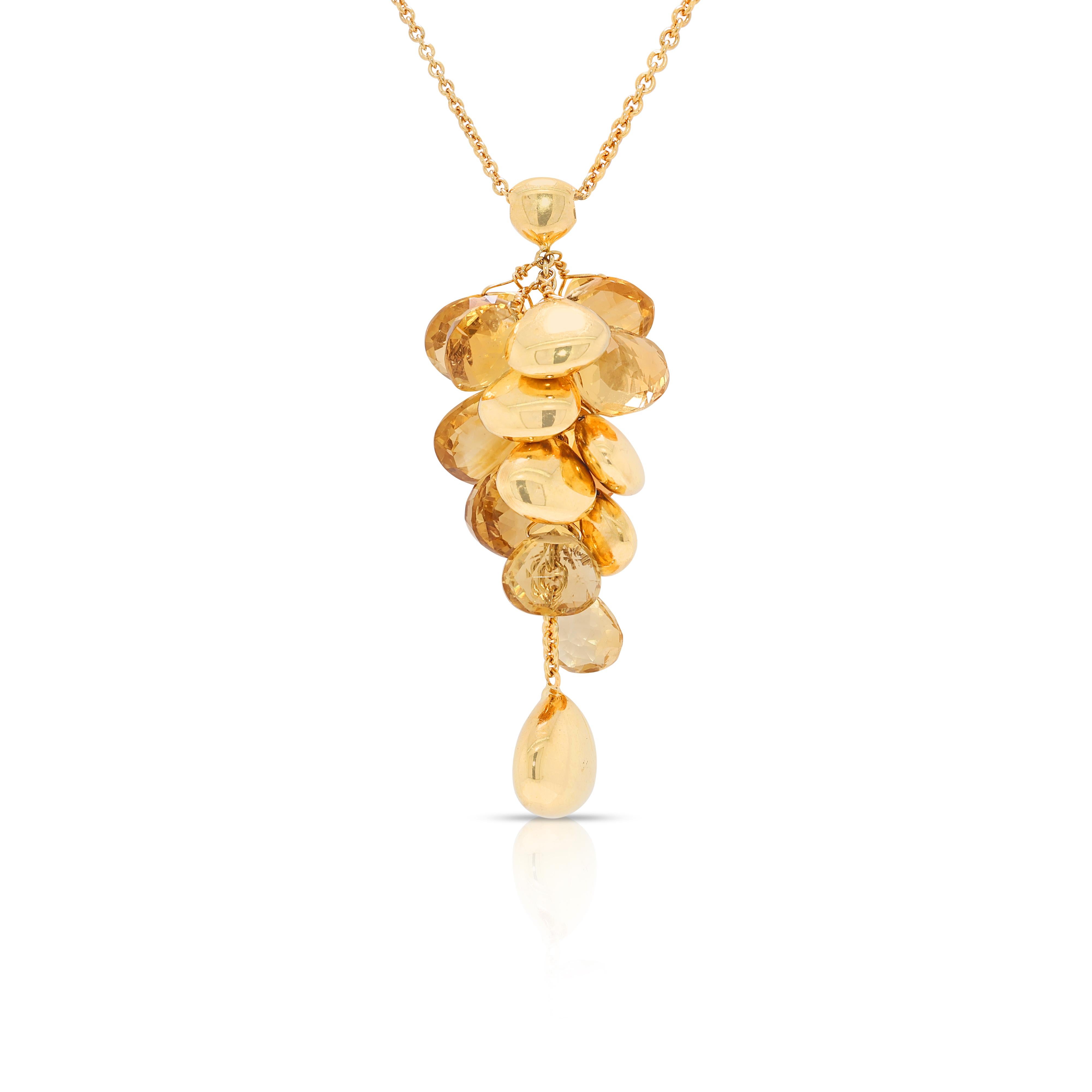 Vibrant Citrine Necklace in 18K Yellow Gold For Sale 1