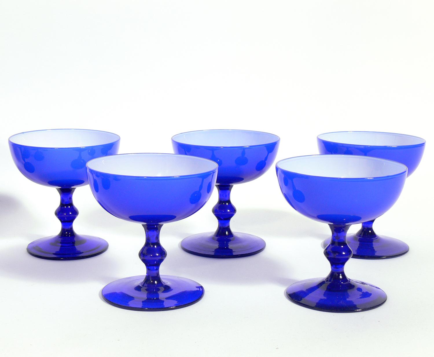 Lebendige kobaltblaue Gläser von Carlo Moretti für Empoli (Italienisch) im Angebot