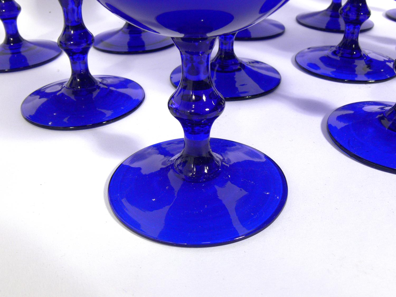 Italian Vibrant Cobalt Blue Glasses by Carlo Moretti for Empoli For Sale
