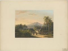 Vibrant Colonial Era Java Print: Festival near Mount Ardjoeno, ca. 1872