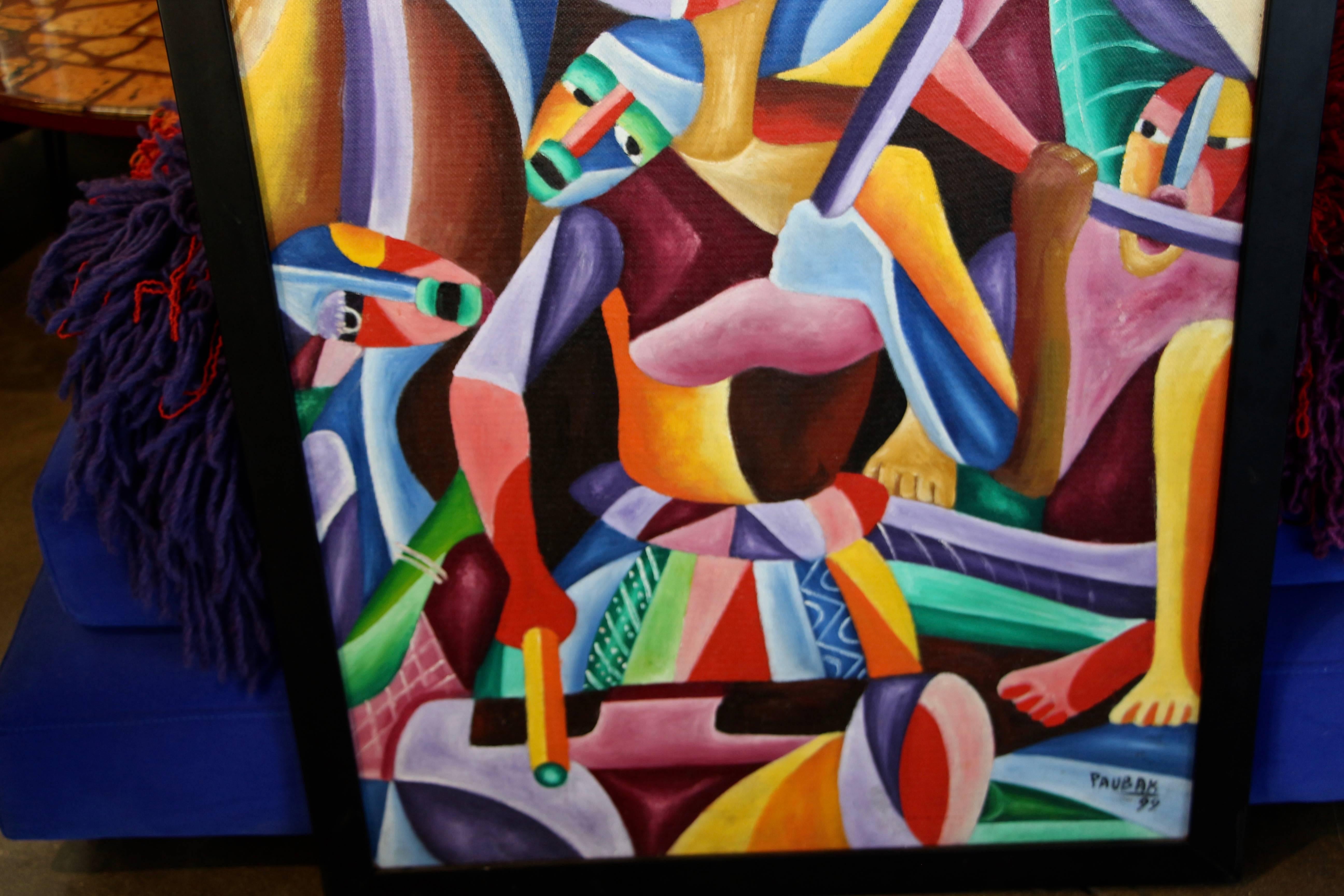 Vibrant Colorful Painting Signed Paubak For Sale 2