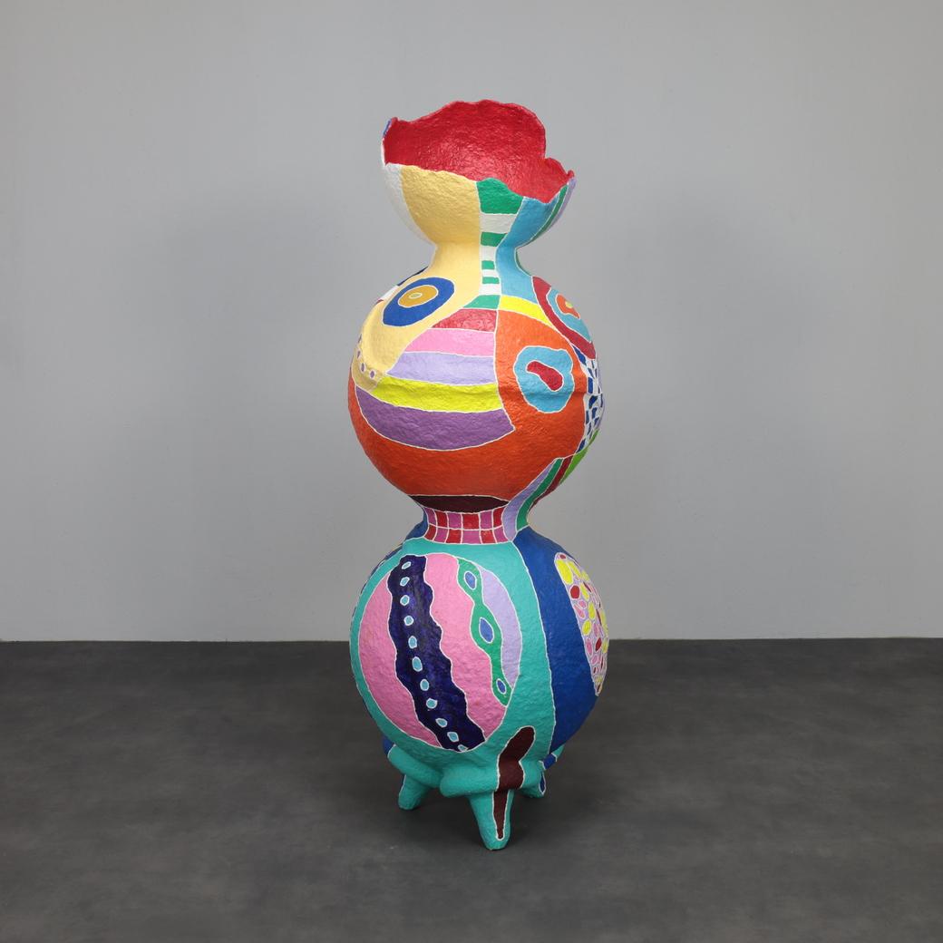 Late 20th Century Vibrant Contemporary Standing Sculpture in Papier-Mâché For Sale