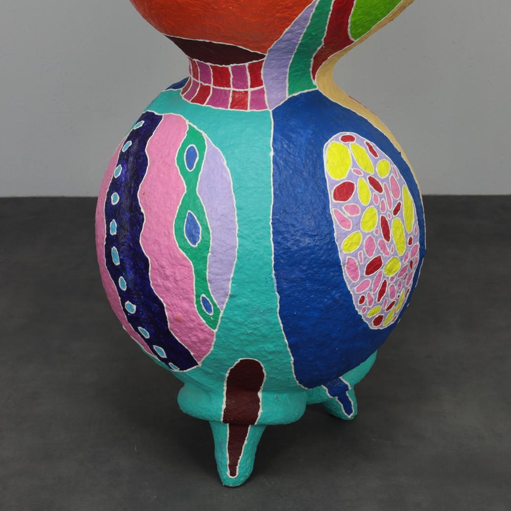 Vibrant Contemporary Standing Sculpture in Papier-Mâché For Sale 1