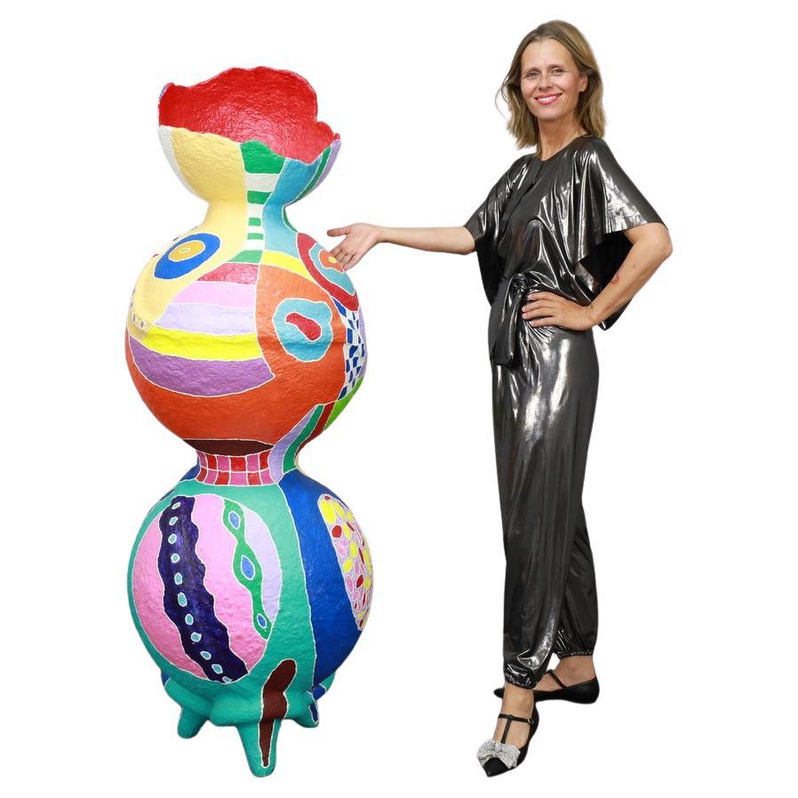 Vibrant Contemporary Standing Sculpture in Papier-Mâché For Sale