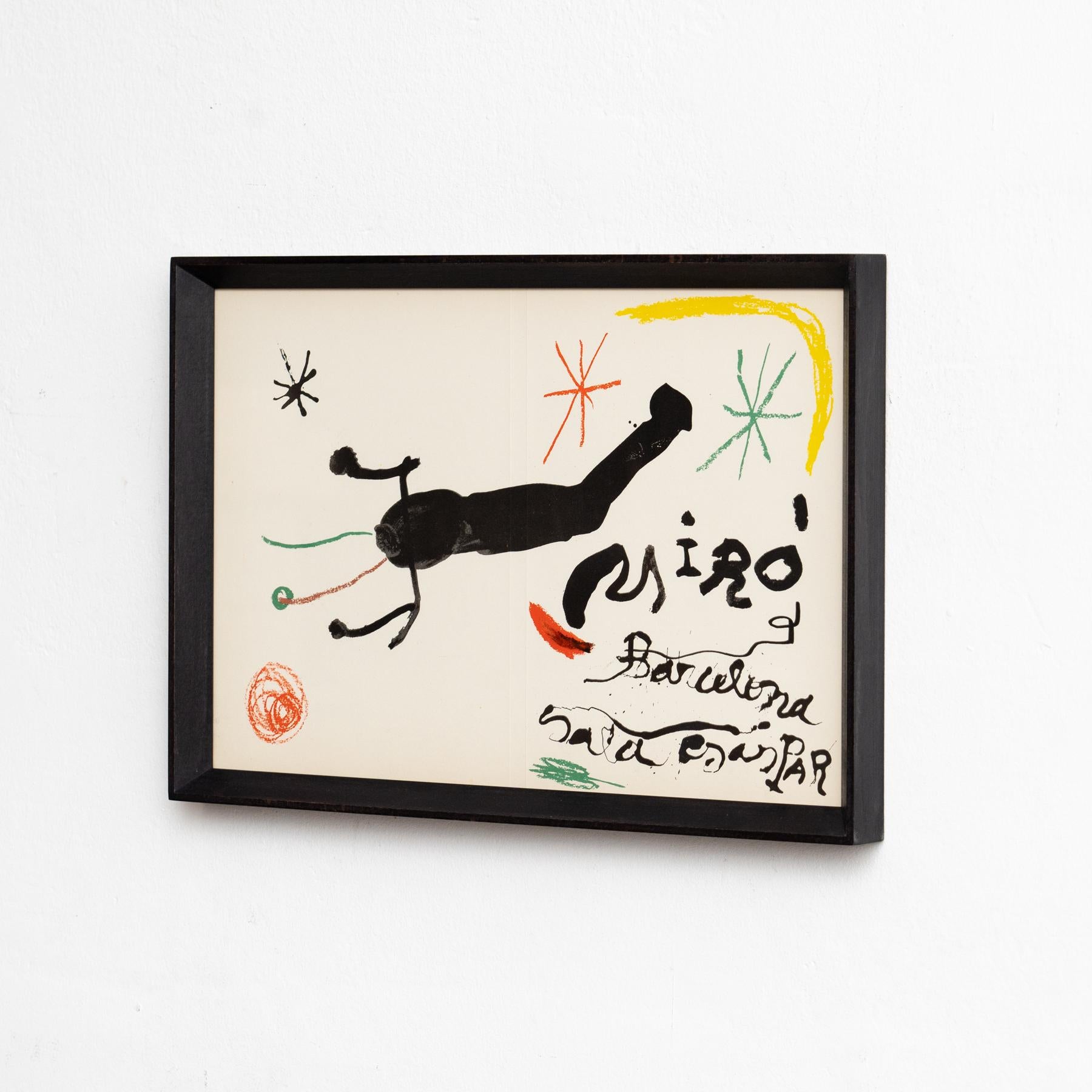 Mid-Century Modern Vibrant Expression: Joan Miro's Color Framed Lithography, 1964  For Sale