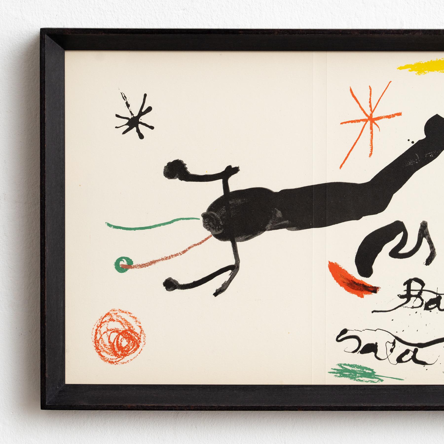 Mid-20th Century Vibrant Expression: Joan Miro's Color Framed Lithography, 1964  For Sale