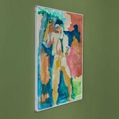 Vibrant Expressionist Oil on Canvas Figure Painting "Dancing Man", c.1970s