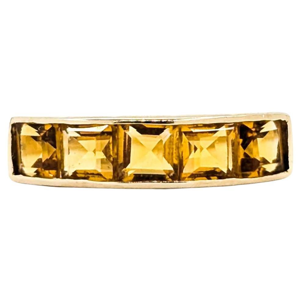 Vibrant Five-Stone Citrine Ring in 14k Yellow Gold