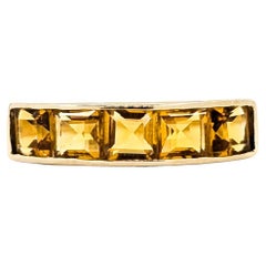 Vibrant Five-Stone Citrine Ring in 14k Yellow Gold