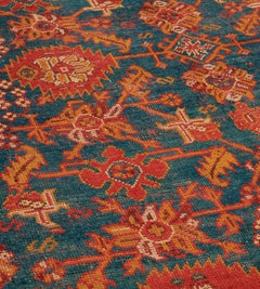 Vibrant Floral Traditional Hand-Woven Wool Turkish Oushak