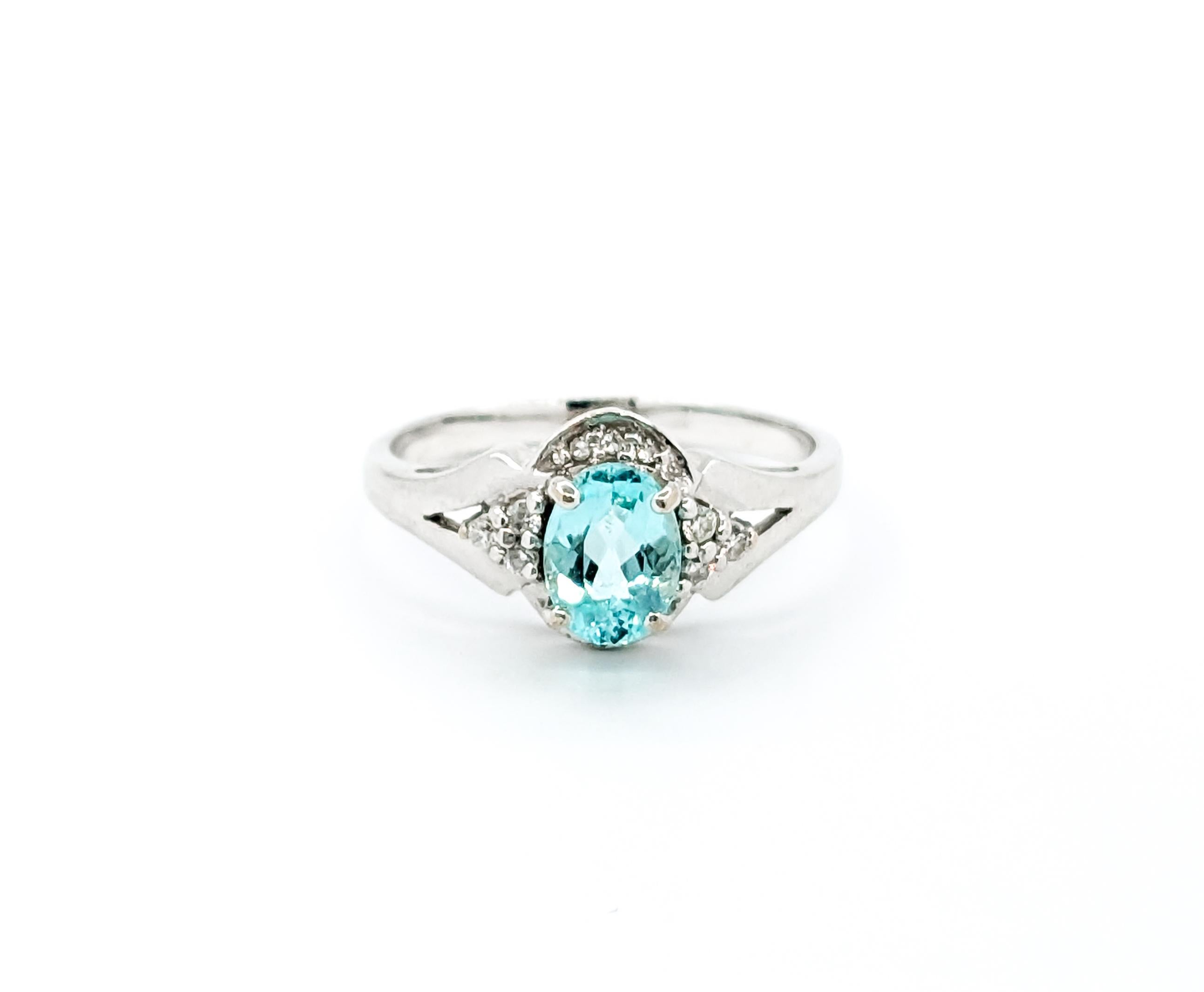 Vieille bague en or blanc 18 carats, tourmaline Paraiba et diamants certifiés GIA en vente 4
