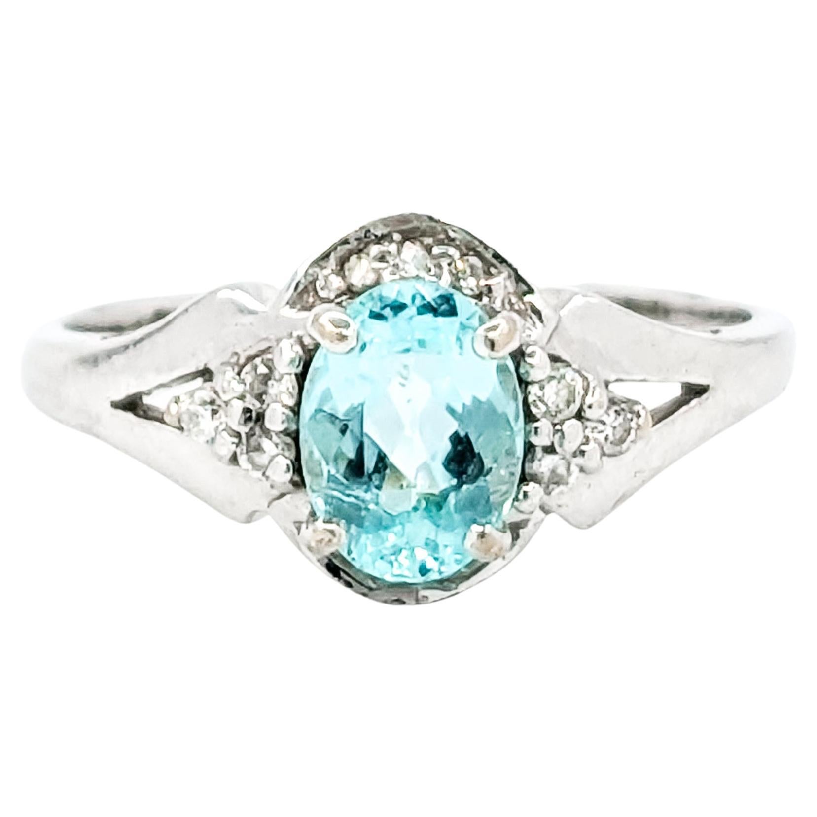Vibrant GIA Paraiba Tourmaline & Diamond Ring in 18k White Gold