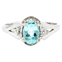 Vibrant GIA Paraiba Tourmaline & Diamond Ring in 18k White Gold