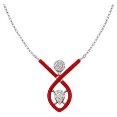 Halskette aus lebhaftem Gold mit Diamanten und roter Emaille