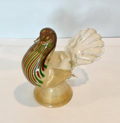 Vibrant Gold with Stripes Murano Bird by AVeM, circa 1950s