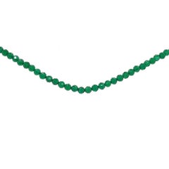 Vibrant Green Agate Bead Choker Necklace in Sterling Silver Vibrant Green Agate Bead Choker Necklace in Sterling Silver