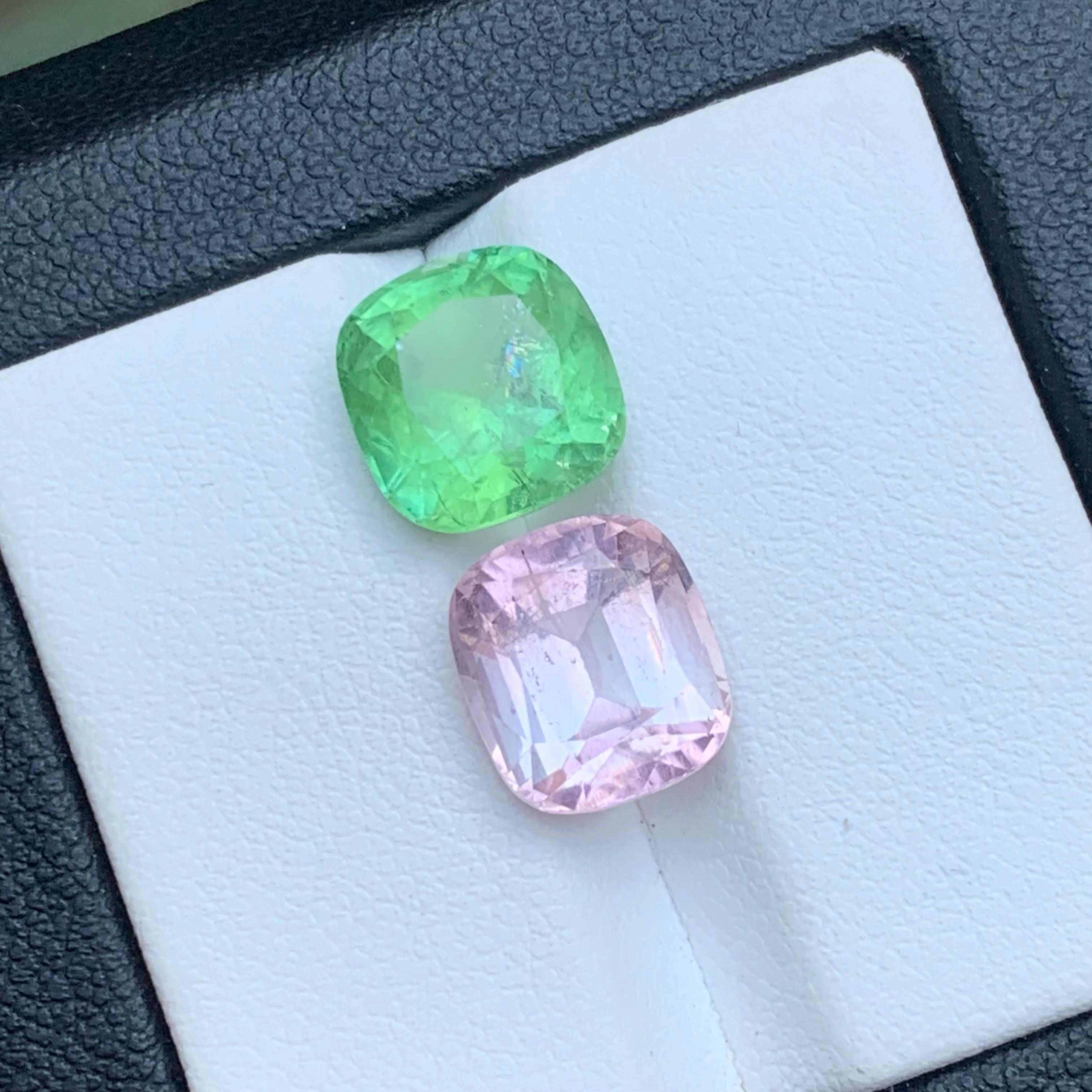 Vibrant Green & Baby Pink Natural Tourmaline Loose Gemstones for Ring, Necklace Pendant, Bracelet or any other Jewelry Setting-Cushion Cut from Kunar Afghanistan!!

💎 GEMSTONE TYPE: Tourmaline
⚖️ WEIGHT: 8.25 Carat
🪚 SHAPE & CUT: Cushion Cut
📏