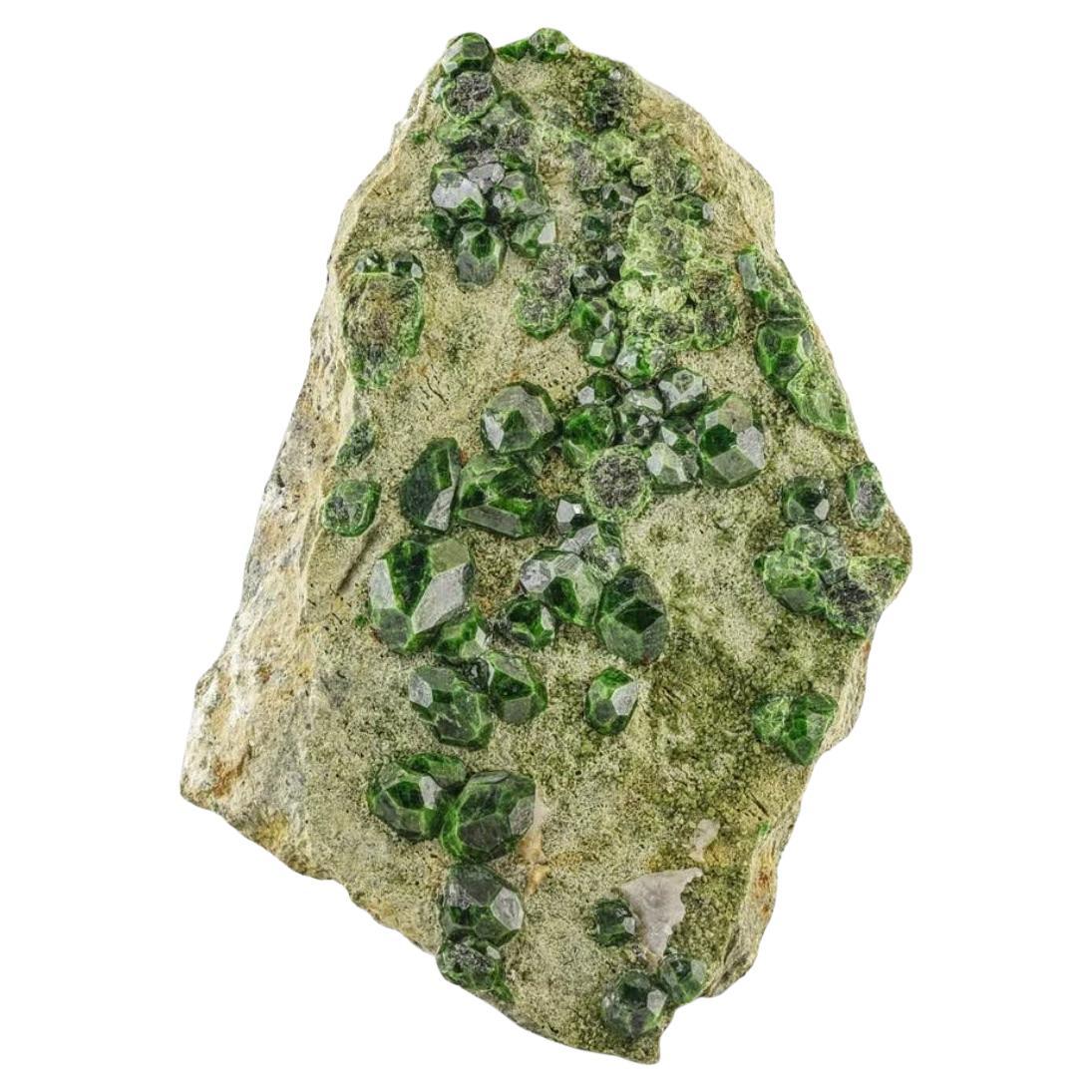 Vibrant Green Demantoid Garnet Isolated Crystals On Matrix From Azerbaijan
