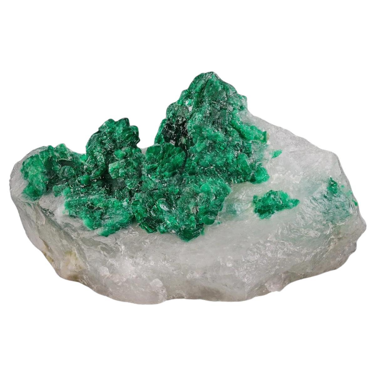 Vibrant Green Emerald Crystal Cluster On Calcite Matrix From Pakistan